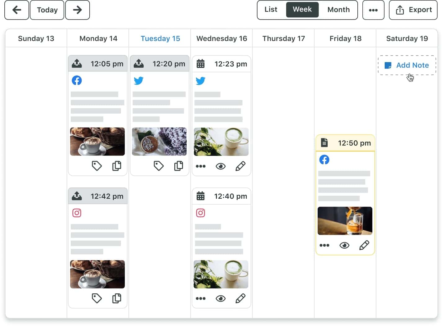 Sprout's content calendar allows you to efficiently schedule across socials
