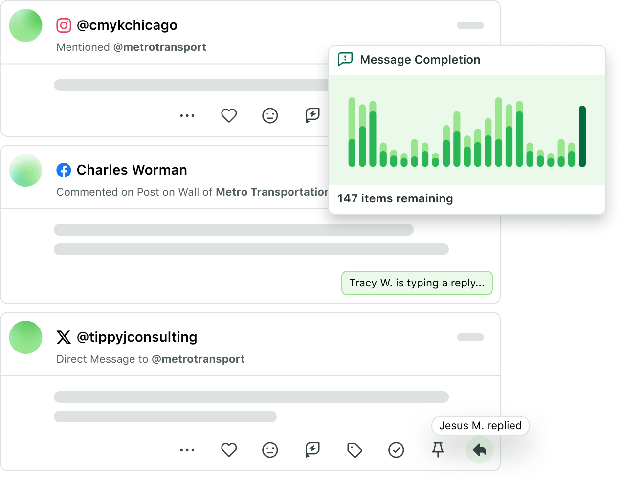 Screenshot degli avvisi di picco avanzati di Sprout, disponibili nel modulo Engagement.​​ 