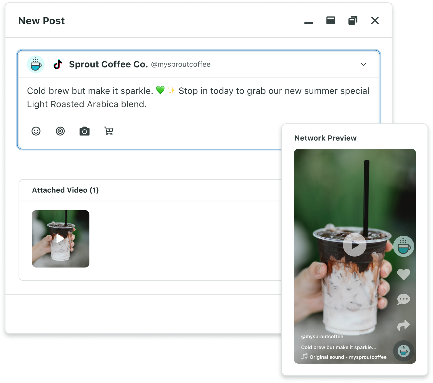 Pianifica i tuoi video di TikTok con il calendario dei contenuti e le opzioni di composizione di Sprout​​ 